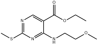 ETHYL 4-[(2-METHOXYETHYL)AMINO]-2-(METHYLSULFANYL)-5-PYRIMIDINECARBOXYLATE Struktur