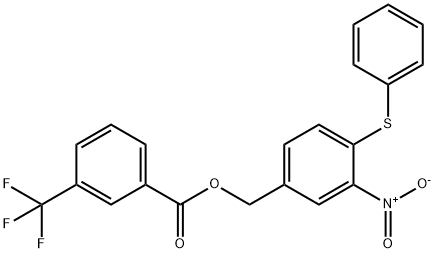 3-NITRO-4-(PHENYLSULFANYL)BENZYL 3-(TRIFLUOROMETHYL)BENZENECARBOXYLATE Struktur