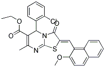 (Z)-ETHYL 5-(2-CHLOROPHENYL)-2-((2-METHOXYNAPHTHALEN-1-YL)METHYLENE)-7-METHYL-3-OXO-3,5-DIHYDRO-2H-THIAZOLO[3,2-A]PYRIMIDINE-6-CARBOXYLATE Struktur