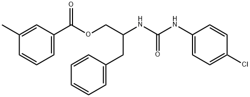 2-([(4-CHLOROANILINO)CARBONYL]AMINO)-3-PHENYLPROPYL 3-METHYLBENZENECARBOXYLATE Struktur