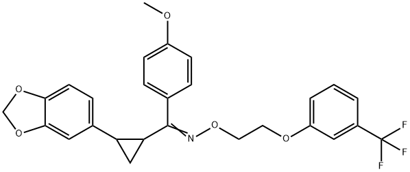 [2-(1,3-BENZODIOXOL-5-YL)CYCLOPROPYL](4-METHOXYPHENYL)METHANONE O-(2-[3-(TRIFLUOROMETHYL)PHENOXY]ETHYL)OXIME Struktur