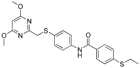 N-[S-[(4,6-DIMETHOXYPYRIMIDIN-2-YL)METHYL]-4-THIOPHENYL]-4-(ETHYLTHIO)BENZAMIDE Struktur