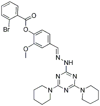 (E)-4-((2-(4,6-DI(PIPERIDIN-1-YL)-1,3,5-TRIAZIN-2-YL)HYDRAZONO)METHYL)-2-METHOXYPHENYL 2-BROMOBENZOATE Struktur