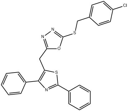 2-[(4-CHLOROBENZYL)SULFANYL]-5-[(2,4-DIPHENYL-1,3-THIAZOL-5-YL)METHYL]-1,3,4-OXADIAZOLE Struktur