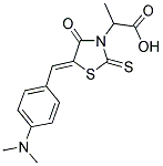 2-((5Z)-5-[4-(DIMETHYLAMINO)BENZYLIDENE]-4-OXO-2-THIOXO-1,3-THIAZOLIDIN-3-YL)PROPANOIC ACID Struktur