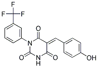 (5E)-5-(4-HYDROXYBENZYLIDENE)-1-[3-(TRIFLUOROMETHYL)PHENYL]PYRIMIDINE-2,4,6(1H,3H,5H)-TRIONE Struktur