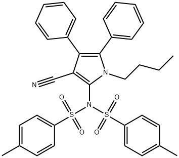 N-(1-BUTYL-3-CYANO-4,5-DIPHENYL-1H-PYRROL-2-YL)-4-METHYL-N-[(4-METHYLPHENYL)SULFONYL]BENZENESULFONAMIDE Struktur