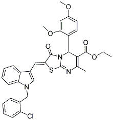 (Z)-ETHYL 2-((1-(2-CHLOROBENZYL)-1H-INDOL-3-YL)METHYLENE)-5-(2,4-DIMETHOXYPHENYL)-7-METHYL-3-OXO-3,5-DIHYDRO-2H-THIAZOLO[3,2-A]PYRIMIDINE-6-CARBOXYLATE Struktur