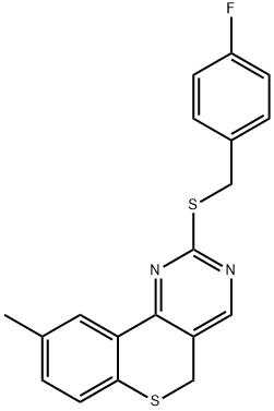 2-[(4-FLUOROBENZYL)SULFANYL]-9-METHYL-5H-THIOCHROMENO[4,3-D]PYRIMIDINE Struktur