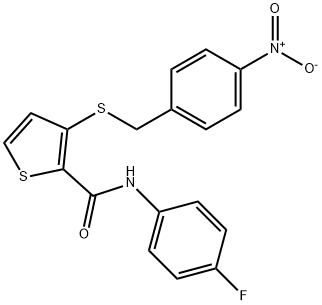 N-(4-FLUOROPHENYL)-3-[(4-NITROBENZYL)SULFANYL]-2-THIOPHENECARBOXAMIDE Struktur