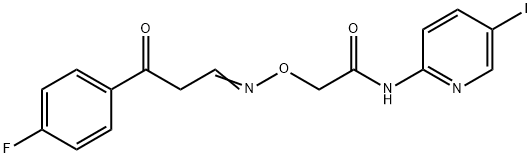 2-(([3-(4-FLUOROPHENYL)-3-OXOPROPYLIDENE]AMINO)OXY)-N-(5-IODO-2-PYRIDINYL)ACETAMIDE Struktur