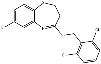 7-CHLORO-2,3-DIHYDRO-1,5-BENZOTHIAZEPIN-4-YL 2,6-DICHLOROBENZYL SULFIDE Struktur