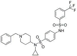 N-(1-BENZYLPIPERIDIN-4-YL)-N-CYCLOPROPYL-4-[(3-(TRIFLUOROMETHYL)PHENYLSULPHONYL)AMINO]BENZENESULPHONAMIDE Struktur