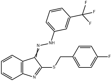 2-[(4-FLUOROBENZYL)SULFANYL]-3H-INDOL-3-ONE N-[3-(TRIFLUOROMETHYL)PHENYL]HYDRAZONE Struktur