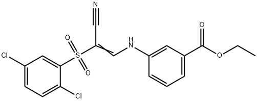 ETHYL 3-((2-((2,5-DICHLOROPHENYL)SULFONYL)-2-CYANOVINYL)AMINO)BENZOATE Struktur