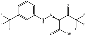 4,4,4-TRIFLUORO-3-OXO-2-((E)-2-[3-(TRIFLUOROMETHYL)PHENYL]HYDRAZONO)BUTANOIC ACID Struktur