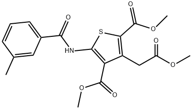 DIMETHYL 3-(2-METHOXY-2-OXOETHYL)-5-[(3-METHYLBENZOYL)AMINO]-2,4-THIOPHENEDICARBOXYLATE Struktur