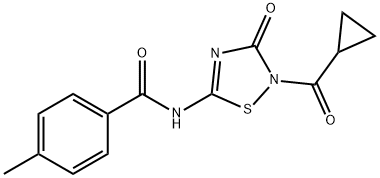 N-[2-(CYCLOPROPYLCARBONYL)-3-OXO-2,3-DIHYDRO-1,2,4-THIADIAZOL-5-YL]-4-METHYLBENZENECARBOXAMIDE Struktur