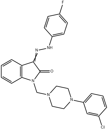 1-([4-(3-CHLOROPHENYL)PIPERAZINO]METHYL)-1H-INDOLE-2,3-DIONE 3-[N-(4-FLUOROPHENYL)HYDRAZONE] Struktur