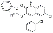 3-(1,3-BENZOXAZOL-2-YLTHIO)-6-CHLORO-4-(2-CHLOROPHENYL)QUINOLIN-2(1H)-ONE Struktur