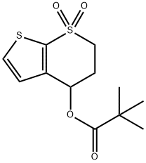 1,1-DIOXO-1,2,3,4-TETRAHYDRO-1LAMBDA6-THIENO[2,3-B]THIOPYRAN-4-YL PIVALATE Struktur