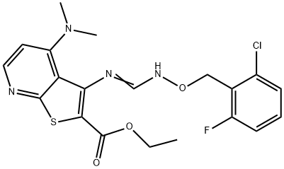 ETHYL 3-[(([(2-CHLORO-6-FLUOROBENZYL)OXY]IMINO)METHYL)AMINO]-4-(DIMETHYLAMINO)THIENO[2,3-B]PYRIDINE-2-CARBOXYLATE Struktur