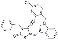 (E)-3-BENZYL-5-((1-(2,4-DICHLOROBENZYL)-1H-INDOL-3-YL)METHYLENE)-2-THIOXOTHIAZOLIDIN-4-ONE Struktur