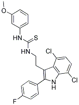 1-(2-(4,7-DICHLORO-2-(4-FLUOROPHENYL)-1H-INDOL-3-YL)ETHYL)-3-(3-METHOXYPHENYL)THIOUREA Struktur