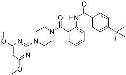 4-TERT-BUTYL-N-[2-((4-(4,6-DIMETHOXYPYRIMIDIN-2-YL)PIPERAZIN-1-YL)CARBONYL)PHENYL]BENZAMIDE Struktur