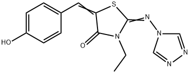 3-ETHYL-5-[(Z)-(4-HYDROXYPHENYL)METHYLIDENE]-2-(4H-1,2,4-TRIAZOL-4-YLIMINO)-1,3-THIAZOLAN-4-ONE Struktur