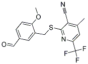 2-(5-FORMYL-2-METHOXY-BENZYLSULFANYL)-4-METHYL-6-TRIFLUOROMETHYL-NICOTINONITRILE Struktur