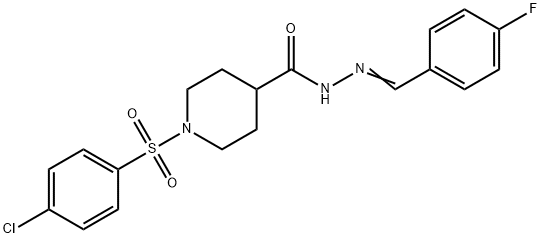 1-[(4-CHLOROPHENYL)SULFONYL]-N'-[(E)-(4-FLUOROPHENYL)METHYLIDENE]-4-PIPERIDINECARBOHYDRAZIDE Struktur