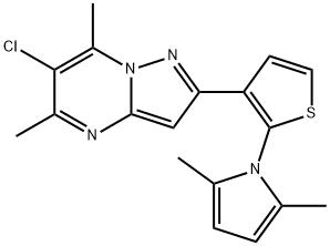 6-CHLORO-2-[2-(2,5-DIMETHYL-1H-PYRROL-1-YL)-3-THIENYL]-5,7-DIMETHYLPYRAZOLO[1,5-A]PYRIMIDINE Struktur