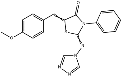 5-[(Z)-(4-METHOXYPHENYL)METHYLIDENE]-3-PHENYL-2-(4H-1,2,4-TRIAZOL-4-YLIMINO)-1,3-THIAZOLAN-4-ONE Struktur