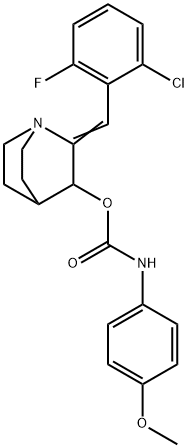 2-[(Z)-(2-CHLORO-6-FLUOROPHENYL)METHYLIDENE]-1-AZABICYCLO[2.2.2]OCT-3-YL N-(4-METHOXYPHENYL)CARBAMATE Struktur