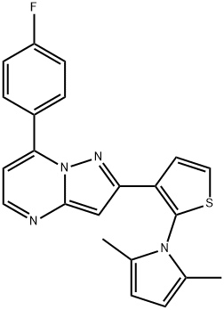 2-[2-(2,5-DIMETHYL-1H-PYRROL-1-YL)-3-THIENYL]-7-(4-FLUOROPHENYL)PYRAZOLO[1,5-A]PYRIMIDINE Struktur