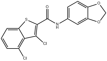 N-1,3-BENZODIOXOL-5-YL-3,4-DICHLORO-1-BENZOTHIOPHENE-2-CARBOXAMIDE Struktur