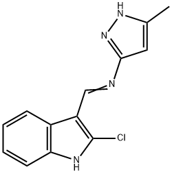 N-[(E)-(2-CHLORO-1H-INDOL-3-YL)METHYLIDENE]-3-METHYL-1H-PYRAZOL-5-AMINE Struktur