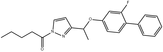 1-(3-(1-[(2-FLUORO[1,1'-BIPHENYL]-4-YL)OXY]ETHYL)-1H-PYRAZOL-1-YL)-1-PENTANONE Struktur