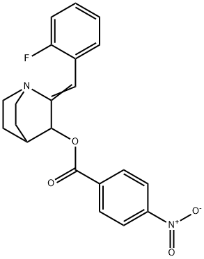 2-[(Z)-(2-FLUOROPHENYL)METHYLIDENE]-1-AZABICYCLO[2.2.2]OCT-3-YL 4-NITROBENZENECARBOXYLATE Struktur