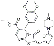 (E)-ETHYL 5-(3,4-DIMETHOXYPHENYL)-7-METHYL-2-((5-(4-METHYLPIPERAZIN-1-YL)FURAN-2-YL)METHYLENE)-3-OXO-3,5-DIHYDRO-2H-THIAZOLO[3,2-A]PYRIMIDINE-6-CARBOXYLATE