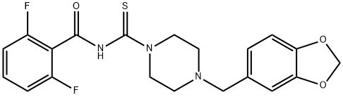 1-(2,6-DIFLUOROBENZOYL)-3-(4-(BENZO[3,4-D]1,3-DIOXOLEN-5-YLMETHYL)PIPERAZINYL)THIOUREA Struktur