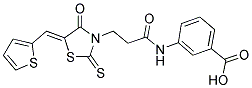 3-((3-[(5Z)-4-OXO-5-(THIEN-2-YLMETHYLENE)-2-THIOXO-1,3-THIAZOLIDIN-3-YL]PROPANOYL)AMINO)BENZOIC ACID Struktur