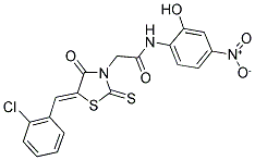 2-[(5Z)-5-(2-CHLOROBENZYLIDENE)-4-OXO-2-THIOXO-1,3-THIAZOLIDIN-3-YL]-N-(2-HYDROXY-4-NITROPHENYL)ACETAMIDE Struktur