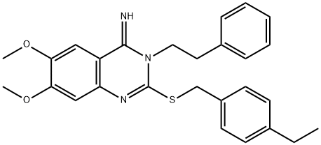 2-[(4-ETHYLBENZYL)SULFANYL]-6,7-DIMETHOXY-3-PHENETHYL-4(3H)-QUINAZOLINIMINE Struktur