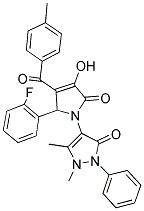 4-(2-(2-FLUOROPHENYL)-4-HYDROXY-3-(4-METHYLBENZOYL)-5-OXO-2H-PYRROL-1(5H)-YL)-1,5-DIMETHYL-2-PHENYL-1,2-DIHYDROPYRAZOL-3-ONE Struktur