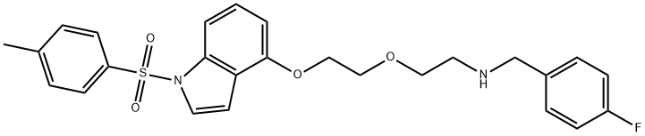 N-(4-FLUOROBENZYL)-2-[2-((1-[(4-METHYLPHENYL)SULFONYL]-1H-INDOL-4-YL)OXY)ETHOXY]-1-ETHANAMINE Struktur