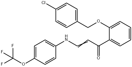 (E)-1-(2-[(4-CHLOROBENZYL)OXY]PHENYL)-3-[4-(TRIFLUOROMETHOXY)ANILINO]-2-PROPEN-1-ONE Struktur