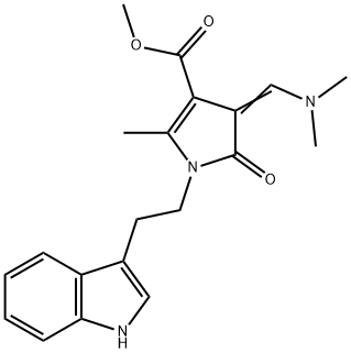 METHYL 3-[(Z)-(DIMETHYLAMINO)METHYLIDENE]-1-[2-(1H-INDOL-3-YL)ETHYL]-5-METHYL-2-OXO-1,2-DIHYDRO-3H-PYRROLE-4-CARBOXYLATE Struktur