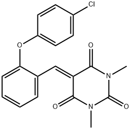 5-([2-(4-CHLOROPHENOXY)PHENYL]METHYLENE)-1,3-DIMETHYL-2,4,6(1H,3H,5H)-PYRIMIDINETRIONE Struktur